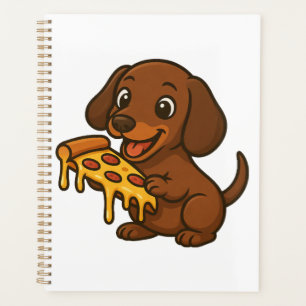 Süßer Dachshund Cartoon Pizza Pizza Liebhaber Hund Planer