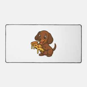 Süßer Dachshund-Cartoon-Pizza-Pizza-Liebhaber-Hund Schreibtischunterlage