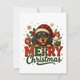Süßer Dachshund Frohe Weihnachten Einladung