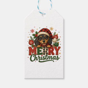 Süßer Dachshund Frohe Weihnachten Geschenkanhänger