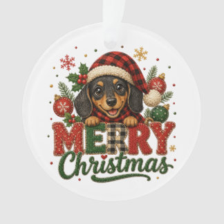 Süßer Dachshund Frohe Weihnachten Ornament