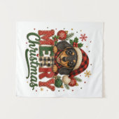 Süßer Dachshund Frohe Weihnachten Wandteppich (Vorderseite (Horizontal))