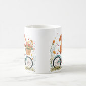 Süßer Dachshund Hund beim Radfahren mit Frühlingsb Kaffeetasse (Mittel)