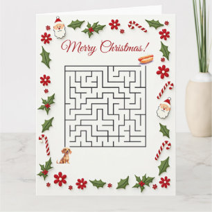 Süßer Dachshund-Hund Weihnachts-Labyrinth-Puzzle F Karte