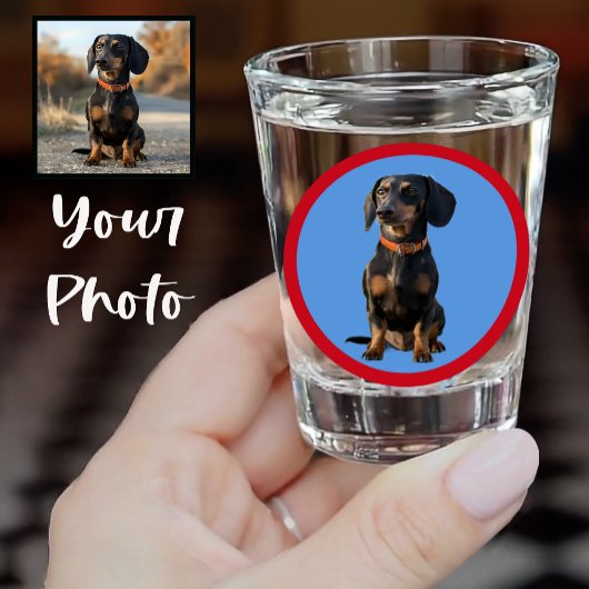 Süßer Dachshund oder das Gesichtsfoto Ihres Hausti Schnapsglas