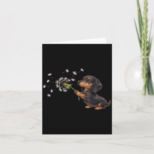 Süßer Dachshund pustet Löwenzahn Retro-Tier Karte