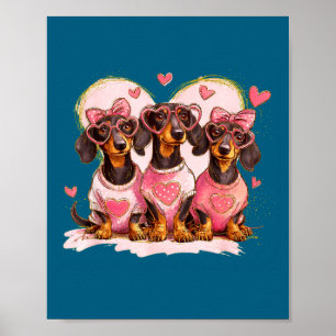 Süßer Dachshund Valentins Herz Hundeliebhaber Männ Poster
