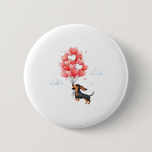 Süßer Dachshund Valentinstag Herz Ballon Hunde Lie Button (Vorderseite)