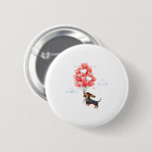 Süßer Dachshund Valentinstag Herz Ballon Hunde Lie Button (Vorne & Hinten)