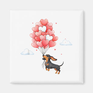 Süßer Dachshund Valentinstag Herz Ballon Hunde Lie Magnet