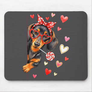 Süßer Dachshund Valentinstag Herz Hundemama Hunde  Mousepad