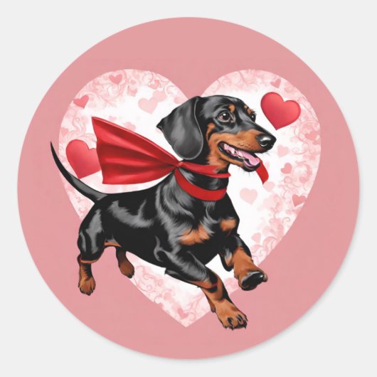 Süßer Dachshund Valentinstag Runder Aufkleber (Vorderseite)