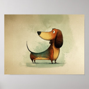 Süßer Dachshund – Verspielte Hunde-Illustration Poster