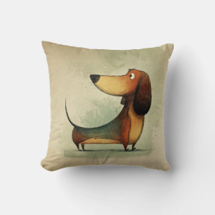 Süßer Dachshund – Verspielte Hundeillustration Kissen