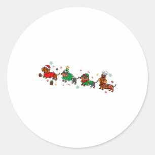 Süßer Dachshund Weihnachtsparade Weihnachten Runder Aufkleber