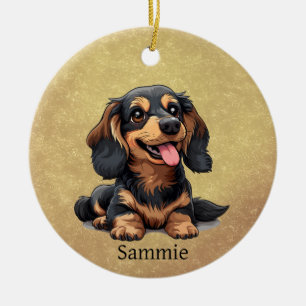 Süßer Dachshund-Welpe-Hund individuell anpassbarer Keramik Ornament