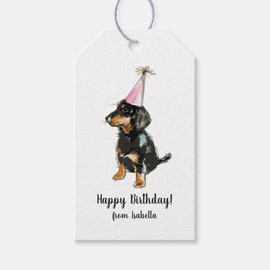 Süßer Dachshund-Wursthund-Geburtstag Geschenkanhänger (Vorderseite)