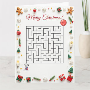 Süßer Dalmatiner-Hund Weihnachts-Labyrinth-Puzzle  Karte