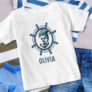 Süßer Delfin & Anker im Schiffsruder Nautical Baby T-shirt