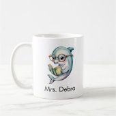 Süßer Delfin liest ein Buch - individuell Kaffeetasse (Links)