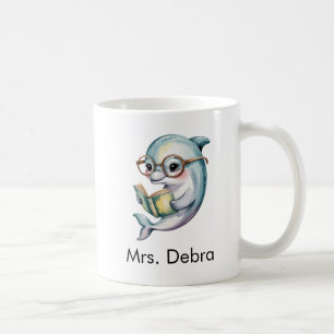 Süßer Delfin liest ein Buch - individuell Kaffeetasse
