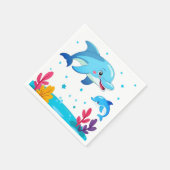 Süßer Delfin Meerestiere Geburtstagsfeier Serviette (Ecke)