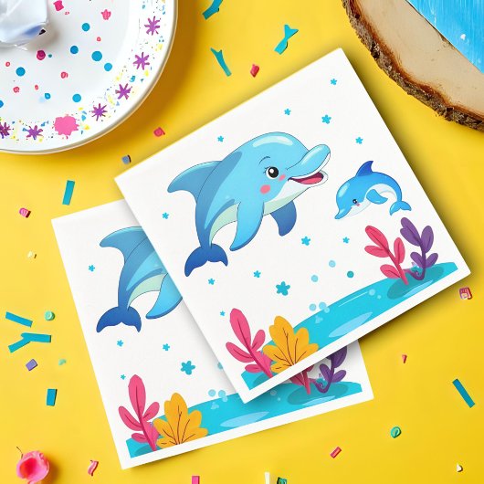 Süßer Delfin Meerestiere Geburtstagsfeier Serviette