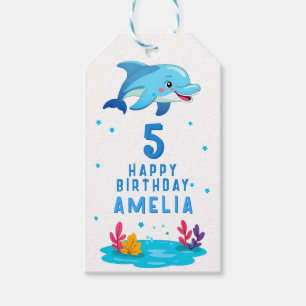 Süßer Delfin Meerestiere Kinder Geburtstag  Geschenkanhänger