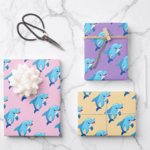 Süßer Delfin Meerestiere Kinder Geburtstag  Geschenkpapier Set