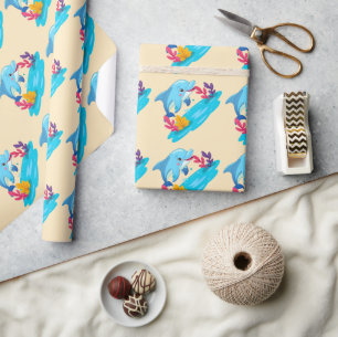 Süßer Delfin Meerestiere Kinder Geburtstagsfeier Geschenkpapier