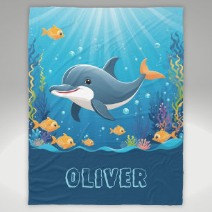 Süßer Delfin Wasserfarbe Personalisiert Fleecedecke