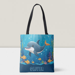 Süßer Delfin Wasserfarbe Personalisiert Tasche