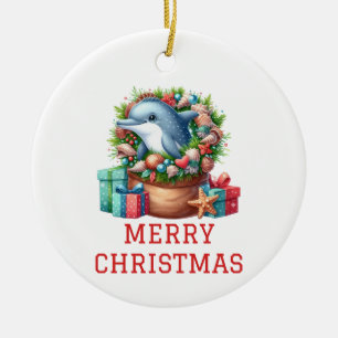 Süßer Delfin Weihnachten Keramik Ornament