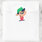 Süßer denkender Junge mit grüner Mütze Sticker (Tasche)