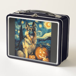 Süßer Deutscher Schäferhund Halloween Jack O Lante Metall Brotdose