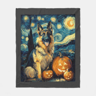 Süßer Deutscher Schäferhund Halloween-Kürbis Fleecedecke