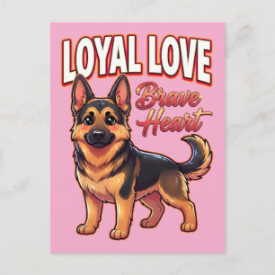 Süßer Deutscher Schäferhund Valentinstag – Treue L Postkarte