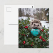 Süßer Dezember-Igel mit Türkis-Herz Postkarte (Vorne/Hinten)