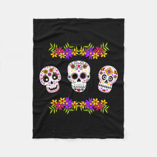 Süßer Dia De Los Muertos Zuckerschädel und Blumen Fleecedecke