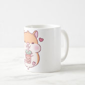Süßer dicker Hamster liebt Boba-Tee Kaffeetasse (VorderseiteRechts)