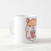Süßer dicker Hamster liebt Boba-Tee Kaffeetasse (Vorderseite Links)