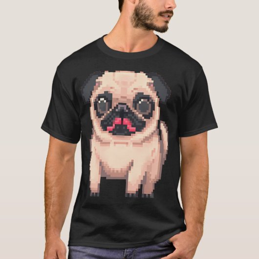 Süßer dicker Mops - Pixelkunst T-Shirt (Vorderseite)