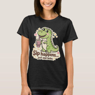 Süßer Dino, der Bubble Tea trinkt, Boba-Tee T-Shirt