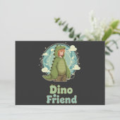 Süßer Dino-Freund Anime-Junge - Grüner Dinosaurier Save The Date (Stehend Vorderseite)