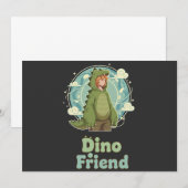 Süßer Dino-Freund Anime-Junge - Grüner Dinosaurier Save The Date (Vorne/Hinten)