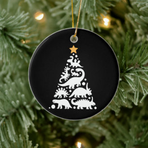 Süßer Dino-Weihnachtsbaum Lustiger Dinosaurier-Fei Keramik Ornament