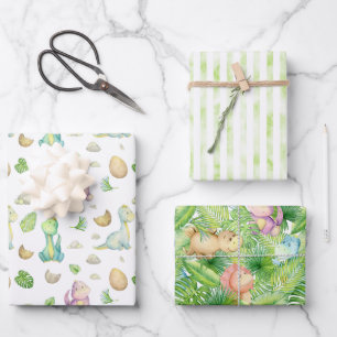 Süßer Dinosaurier-Baby Geschenkpapier Set