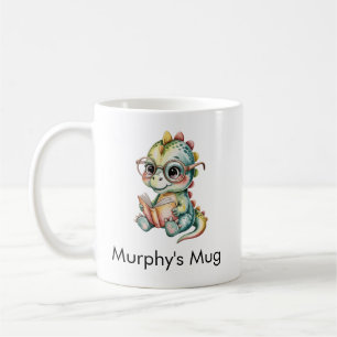 Süßer Dinosaurier beim Lesen eines Buches Lustig Kaffeetasse