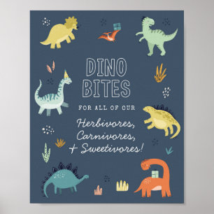 Süßer Dinosaurier Dino Bites Food-Tischschild Poster