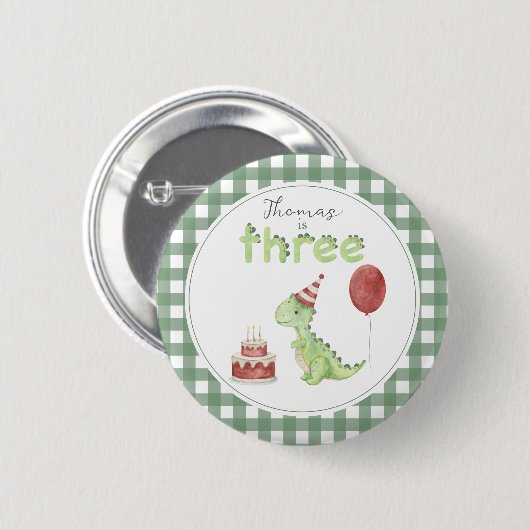 Süßer Dinosaurier Dreirex Geburtstag Button (Vorne & Hinten)